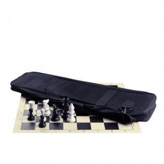 Standard Club Plastic Chess Set Black & Ivory Pieces with Vinyl Rollup  Board - Black